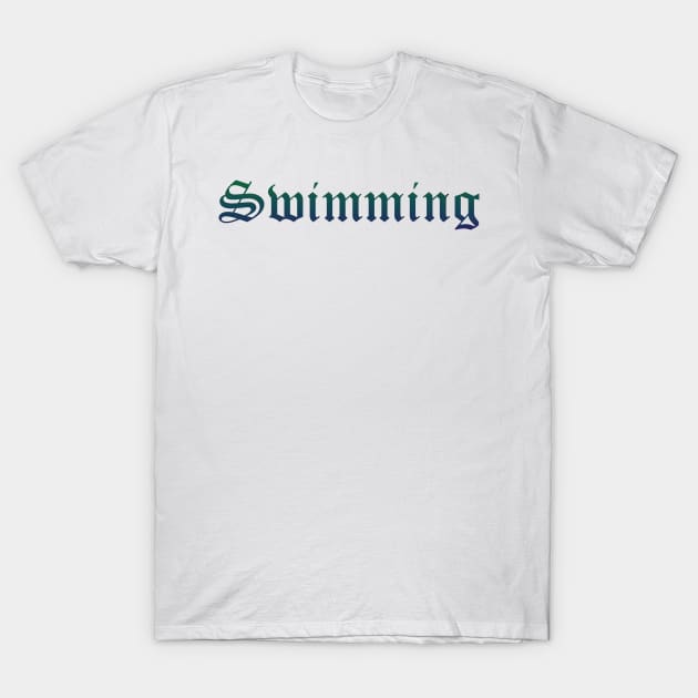 Swimming Gradient Text T-Shirt by LazarIndustries